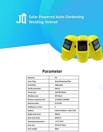 MJCDHMJ kaynak, Kaynak güneş ayarlanabilir otomatik kararan kaynak kask TIG ark kaynak maskesi maskeleri sarı (Renk : D)