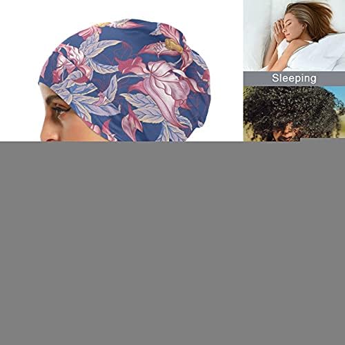Kafatası Kap Uyku Kap Çalışma Şapka Bonnet Beanies Kadınlar için Vintage Çiçekler Çiçek Yaprakları Uyku Kap Çalışma Şapka