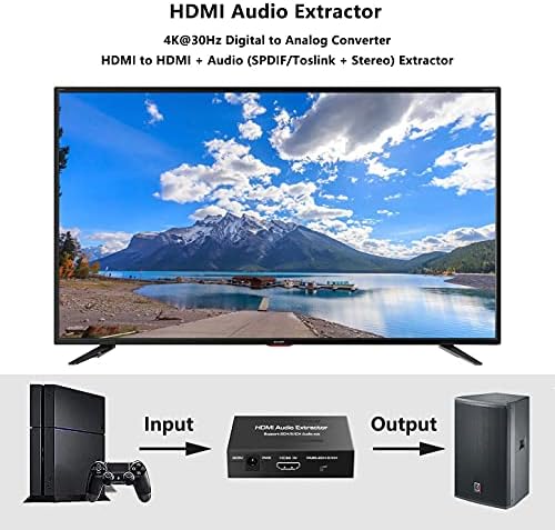 Dingsun HDMI Ses Çıkarıcı HDMI HDMI + Optik (Toslınk SPDIF) / RCA Stereo Analog ses dağıtıcı kablosu Adaptörü, 4 K HDMI Ses