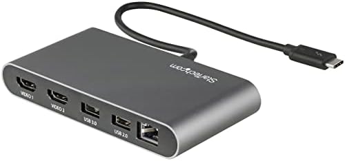 StarTech.com Thunderbolt 3 Mini Dock-HDMI 4K 60Hz, 2X USB - A Hub (3.0/2.0), GbE-11in/28cm Kablo ile Taşınabilir Çift Monitör