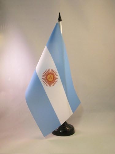 AZ BAYRAĞI Arjantin Masa Bayrağı 5 x 8 - Arjantin Masa Bayrağı 21 x 14 cm-Siyah Plastik Çubuk ve Taban