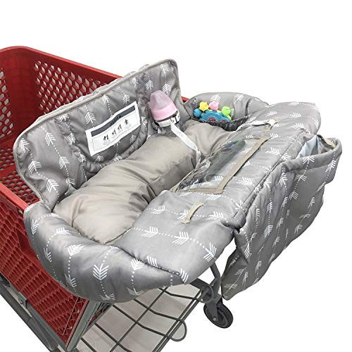 Yumuşak Yastık Ekli Su Geçirmez 2'si 1 arada Bebek market arabası klozet kapağı ve Yüksek sandalye kılıfı-Gri Ok