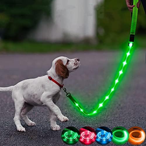 Candofly Yansıtıcı LED köpek tasması-Karanlıkta Parlayan köpek tasması Işıklı Köpek Kurşun 4 Ft evcil hayvan tasmaları Küçük