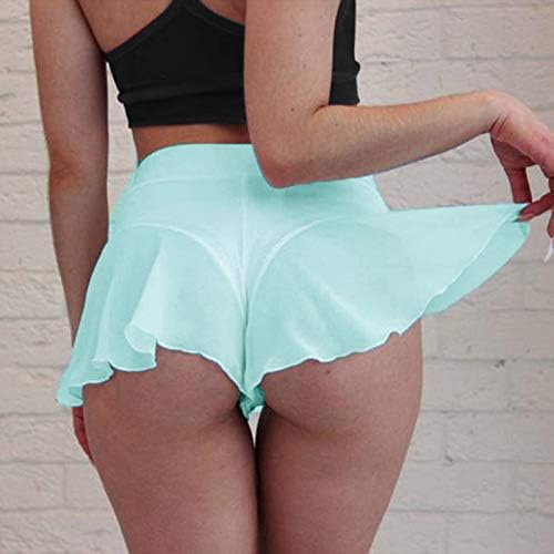 Ruffled Pantolon Bikini Mini Yüksek Sıkı Şort Kadın Dans Kutup Bel Pantolon Yaz Bayan Koşu Şort Sıkı Tayt