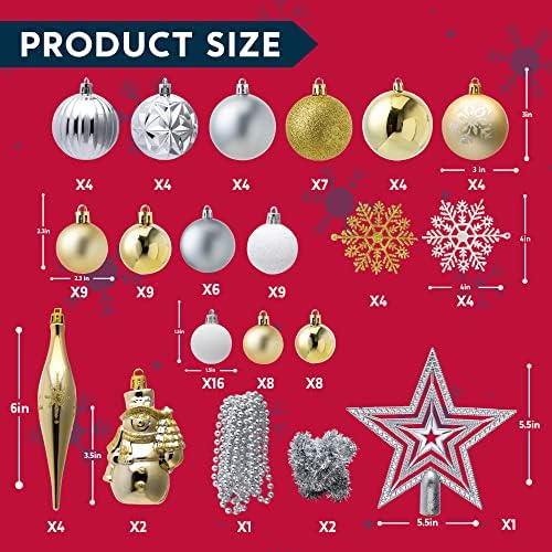 Joıedomı 110 Pcs Noel Çeşitli Süsler ile bir Yıldız Ağacı Topper, Kırılmaz Noel Süsler için Tatil, Parti Dekorasyon, Ağacı