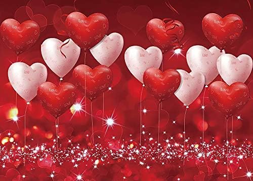 Kırmızı Kalpler Balonlar Aşk sevgililer Günü Tema Fotoğraf Arka Planında 7x5ft Düğün Yıldönümü Düğün Gelin Duş anneler Günü