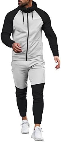 Wabtum erkek Eşofman Setleri, Erkek 2 Parça Sportsuits Kapşonlu Atletik Eşofman Uzun Kollu Tam Zip Koşu Sweatpants Setleri