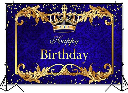Avezano Prens Doğum Günü Partisi Zemin için çocuğun Kraliyet Mavi ve Altın Kral Taç Parti Dekorasyon Fotoğraf Arka Plan Kraliyet