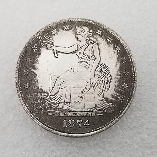 QİNGFENG Antika El Sanatları Amerikan 1874 S Pirinç Gümüş Kaplama Yaşlı Gümüş Dolar 046