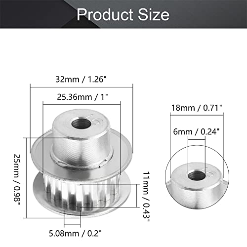 Bettomshın Alüminyum Alaşımlı XL 16 Diş 6mm İç Delik Çapı zamanlama kemeri Kasnak Flanş Senkron Tekerlek Gümüş Ton 3D Yazıcı