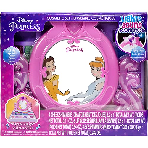 Townley kız Disney prenses Kozmetik Makyaj Hafif ve dahili müzikli Kompakt Makyaj Seti, 3 yaş ve üstü çocuklar için dudak