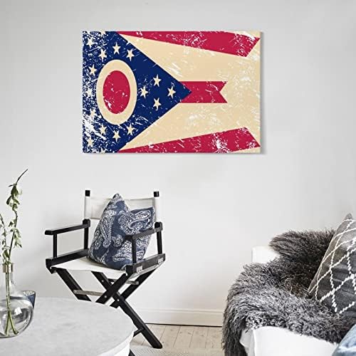 Ohio Eyalet Bayrağı Tuval Duvar Sanatı Asılı Boyama Duvar Dekor Banyo Oturma Odası Yatak Odası Ofis Mutfak