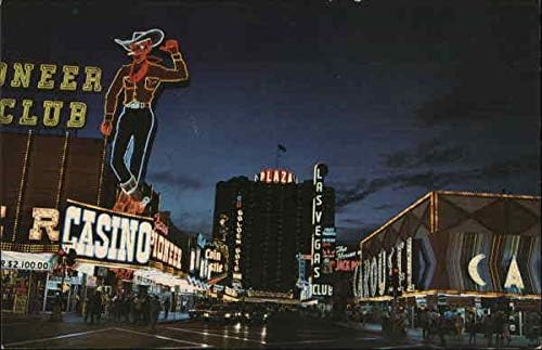 Geceleri Fremont Caddesi Las Vegas, Nevada NV Orijinal Vintage Kartpostal