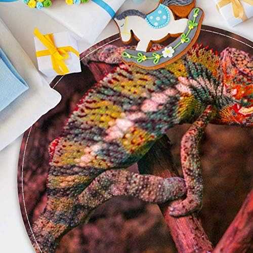 HEOEH Renkli Sürüngen Kertenkele, kaymaz Paspas 15.7 Yuvarlak Alan Kilim Halı Kilim Çocuklar için Yatak Odası Bebek Odası