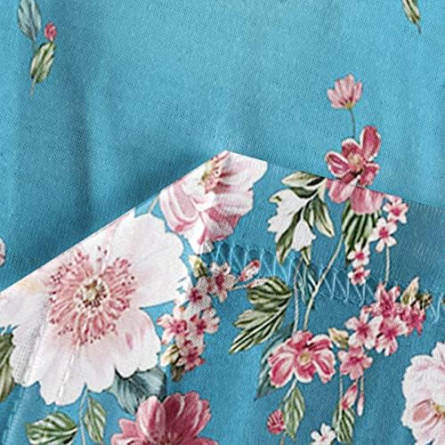NOKMOPO Parti Elbise Kadınlar için RESS için Sevimli Çiçek Kısa Kollu V Boyun Rahat Gevşek Fit Flare Elbise Plaj Mini Elbise