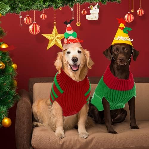 JUNEBRUSHS 4 Paket Köpek Noel Kazak, noel Köpek Tatil Kazak Köpek Giysileri Köpek Noel Kıyafetleri Kış Sıcak Pet Santa Kardan