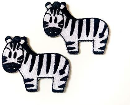 2 Küçük Set. Mini Zebra Hayvan Sevimli Karikatür Logo Yamalar Dikmek Demir on İşlemeli Aplike Rozeti İşareti Yama Giyim Kostüm