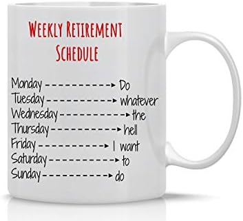 Haftalık Emeklilik Programı-Emeklilik Kahve Fincanı Komik Emeklilik Hediyeler için Kadın Erkek Baba Anne Patron Hediye Emekli