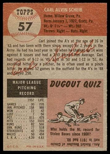 1953 Topps 57 Carl Scheib Philadelphia Atletizm (Beyzbol Kartı) VG Atletizm