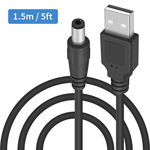 Duttek USB'den 5v DC'ye Kablo 5FT / 1.5 M, USB 2.0'dan DC'ye 5.5x2. 1mm Fişli Şarj Kablosu, Yönlendirici, Mini Fan, Kamera,