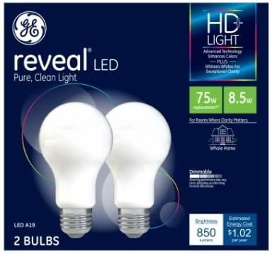 Ge Reveal led HD ışık saf 75w = 10.5 w temiz ışık kısılabilir 2 ampul