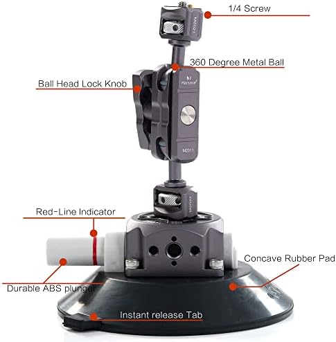 IMT 6 Vantuz kamera yatağı üzerinde Winshield / Araba Vücut ile 360 Derece Rotasyon Topu Kafa, Pompa-actived Emme Kamera