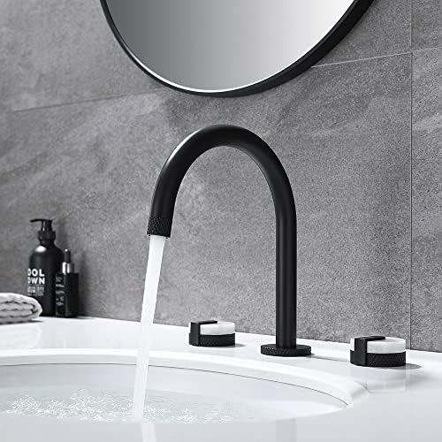 Yüksek Akış Banyo Musluk Siyah, 3 Delik Yaygın lavabo musluğu Gizli Pirinç Sıcak ve Soğuk Modern batarya Dokunun