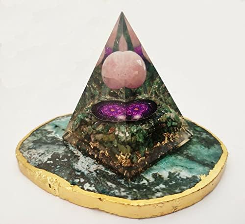 Sharvgun Orgon Piramidi Yeşim Yeşil Kristal, gül Kuvars Kristal Top Ohm Çakra Çiçek Şifa Taş Reiki Chara Kiti ile 4 Kristal