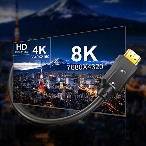 SKW HDMI 2.1 Kablosu, TV, Projektör, Bilgisayar 3.2 ft için 8K Ultra Yüksek Hızlı HDMI-HDMI 28AWG Kablosu