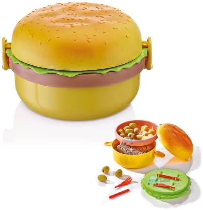 Çocuklar için FunBlast Burger Şekli Öğle Yemeği Kutusu-Çocuklar için Öğle Yemeği Kutusu, Tiffin Kutusu, Öğle Yemeği Kutusu
