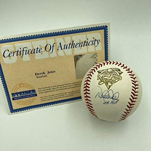 Derek Jeter Dünya Serisi MVP, 2000 Dünya Serisi Beyzbol Steiner COA İmzalı Beyzbol Toplarını İmzaladı