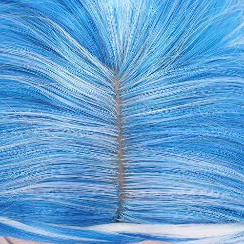 BERON 27 İnç Açık Mavi Beyaz Cosplay Peruk Mix Mavi Peruk Örgü Uzun Kıvırcık Peruk Kadınlar için Kostüm Peruk Peruk Kap
