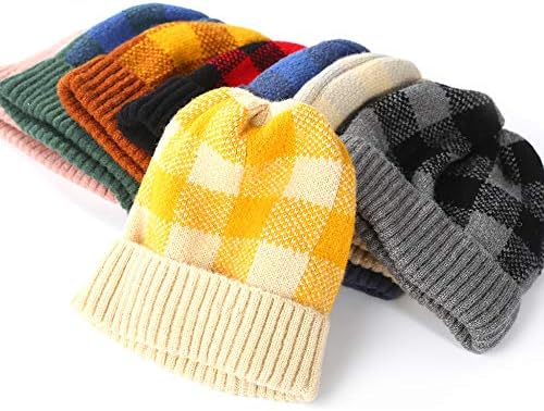 Çok Renkli Unisex Kış sıcak yumuşak streç Hımbıl ekose Bere Kayak Şapka Örme Kafatası Kapaklar Kadınlar/Erkekler için