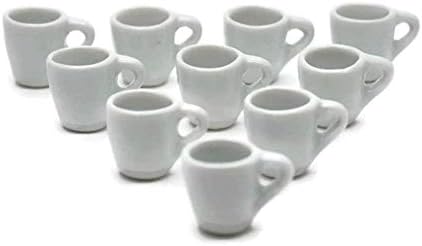 10 Beyaz Kahve Kupa Çay Bardağı Büyük Boy 1.4 cm Dollhouse Minyatürleri Gıda Mutfak