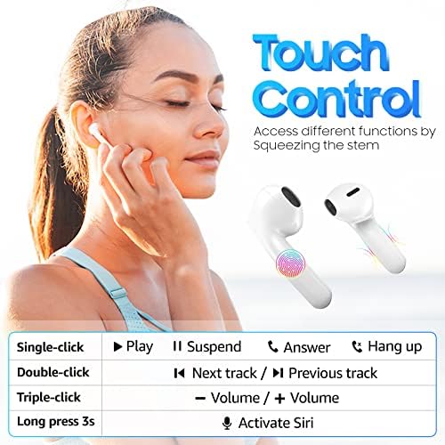 Gerçek Kablosuz Kulaklıklar Bluetooth Kulaklıklar 36 Saat Çalma Süresi Kablosuz Şarj Kılıflı 5.0 Bluetooth, IPX6 Su Geçirmez