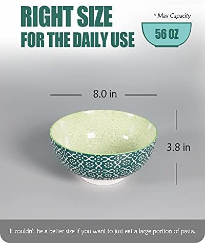 Salata Pho Çorba Kaseleri Yemek için Set ve Porselen Küçük Kaseler, 4.75 İnç Renkli Dondurma Kaseleri ve Porselen Salata