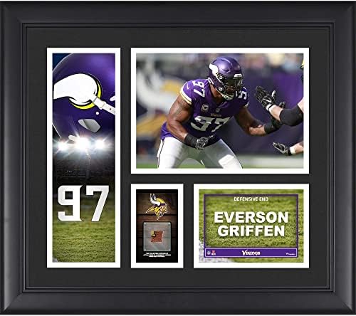 Everson Griffen Minnesota Vikings, 15 x 17 Oyuncu Kolajını Bir Parça Oyunda Kullanılan Futbol-NFL Oyuncu Plakları ve Kolajlarıyla