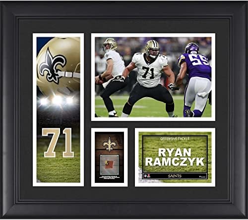 Ryan Ramczyk New Orleans Saints, 15 x 17 Oyuncu Kolajını bir Parça Oyunda Kullanılan Futbol-NFL Oyuncu Plakları ve Kolajlarıyla