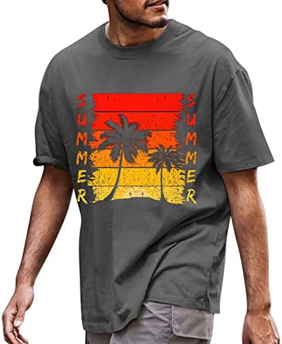 ZDDO Erkek Yaz kısa kollu t-shirt Mektup Baskı Rahat Hawaii Tees Crewneck Plaj Üstleri Atletik spor T Shirt