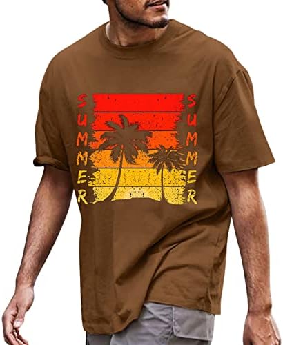 ZDDO Erkek Yaz kısa kollu t-shirt Mektup Baskı Rahat Hawaii Tees Crewneck Plaj Üstleri Atletik spor T Shirt