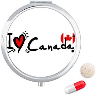 Kanada'yı Seviyorum Kelime Bayrağı Aşk Kalp İllüstrasyon Hap Kutusu Cep tıbbi saklama kutu konteyner Dağıtıcı