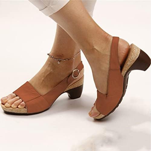 Kadınlar için yaz Sandalet Rahat Düşük Tıknaz Blok Topuk Strappy Sandalet Rahat Burnu açık Ajur Ayak Bileği Kayışı Ayakkabı