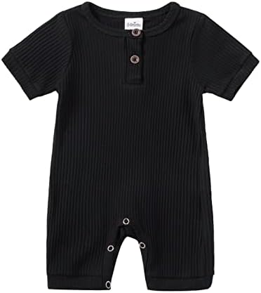 VICVIK Yenidoğan Erkek Bebek Kız Romper Örme Düğme Tek Parça Bodysuit Uzun Kollu / Kısa Kollu Bebek Katı Tulum Giysi
