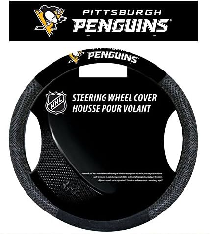 NHL Pittsburgh Penguins Poli Süet Direksiyon Kılıfı, Siyah,