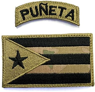 Porto Riko Bayrağı Yama ve puñeta Dokunun Yama OCP-Komik Taktik Askeri Moral İşlemeli Yama Kanca Raptiye Destek (Kamuflaj)