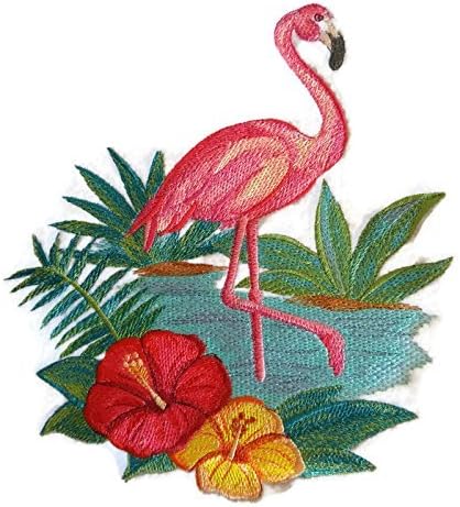 BeyondVision Doğa İpliklerle Dokunmuş, Şaşırtıcı Kuşlar Krallığı [Suluboya Flamingo ve Ebegümeci] [Özel ve Benzersiz] İşlemeli