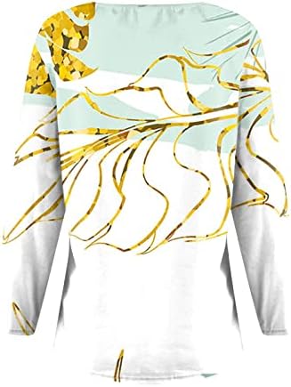 NOKMOPO Bayan Düğme Aşağı Gömlek Moda Rahat Çiçek Baskılı Yuvarlak Boyun Fermuar Uzun Kollu Üst Temel Örgü T Shirt