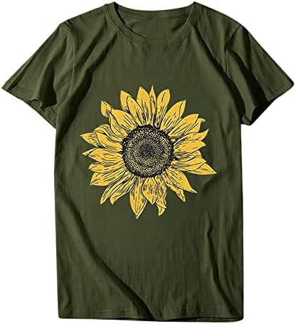 Ayçiçeği T-Shirt Kadınlar için Kısa Kollu Crewneck Sevimli Komik Grafik Tee Genç Kızlar Casual Gömlek Tops