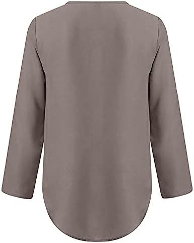 Moda T Shirt Kadınlar için Zip Ön V Boyun Tunik Üstleri Katı Roll Up Kollu Bluz Kavisli Hem Casual gömlek