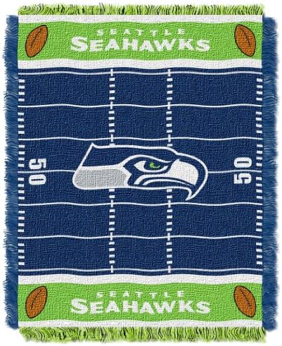 Resmi Lisanslı NFL Seattle Seahawks Alan Dokuma Jakarlı Bebek Battaniyesi, 36 x 46, Çok Renkli
